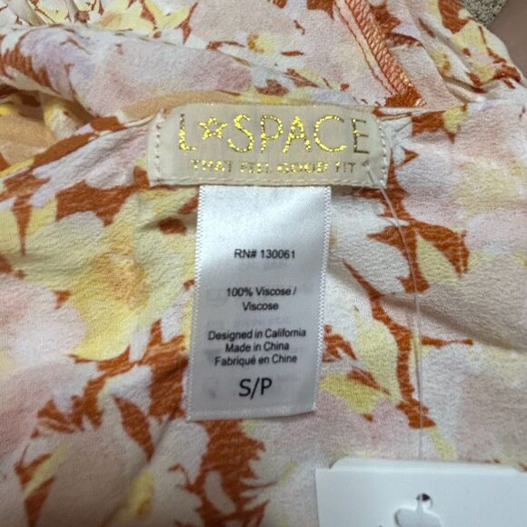 L*Space Anza Floral Tie Wrap Closure Maxi Skirt Yellow Brown Women's S NWT - Picture 2 of 5